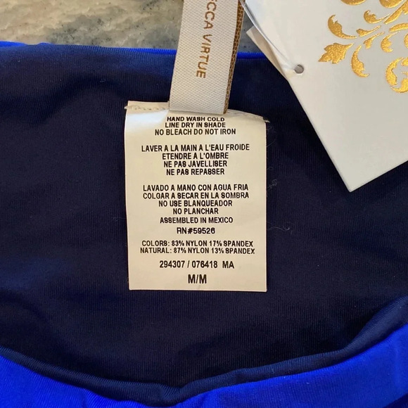 Becca navy striped bikini bottom size medium - Picture 5 of 12